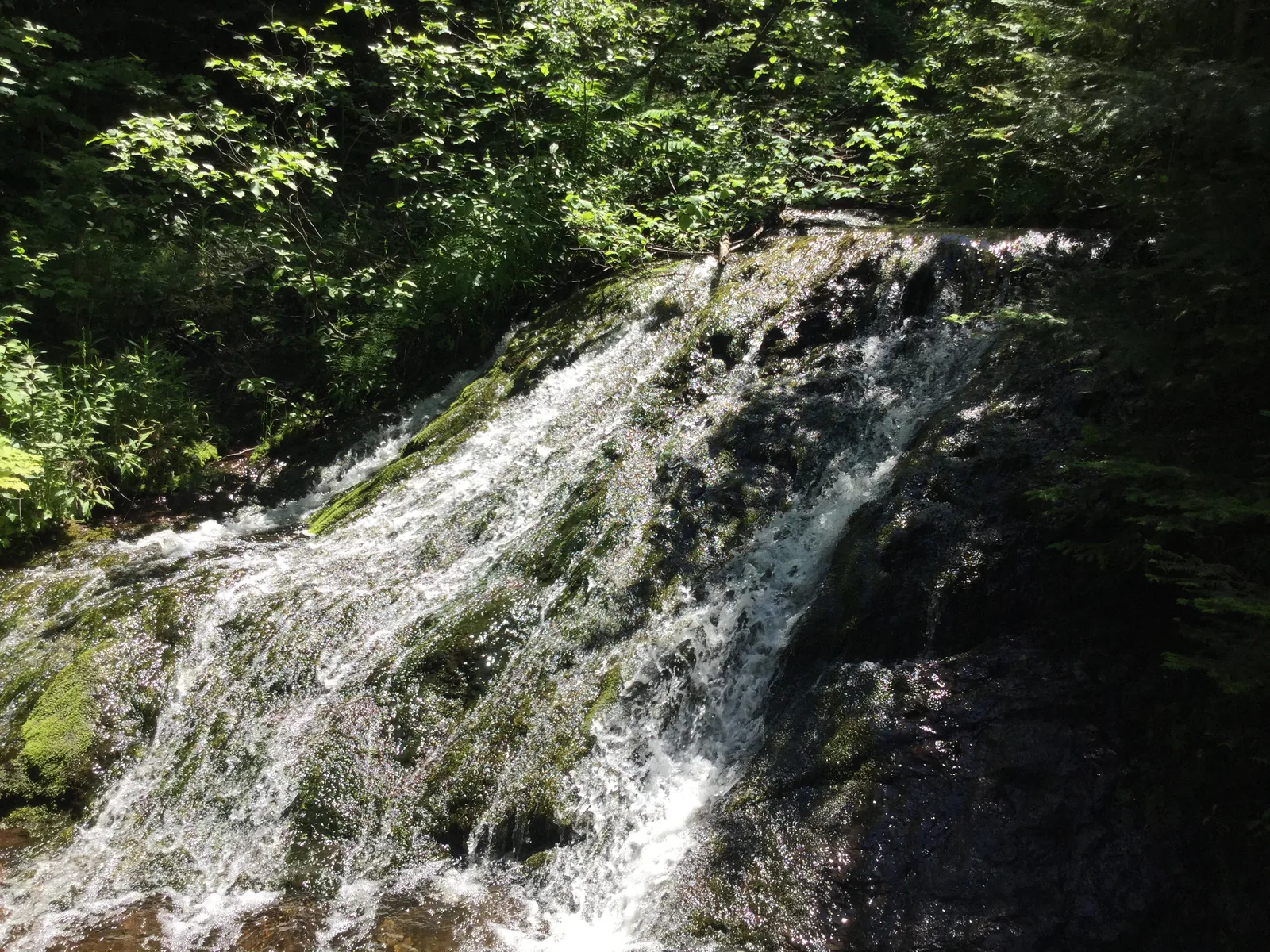 Arnold Mine Falls — a small fanning cascade on Jacob's Creek below the ruins of the 1860s Arnold copper mine in the Keweenaw Peninsula.