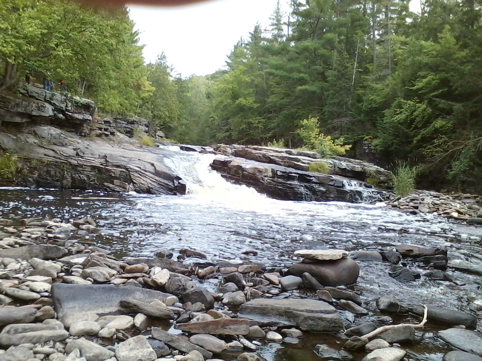 Middle Canyon Falls — a wide flowing drop on the Sturgeon River upstream of the main Canyon Falls gorge.
